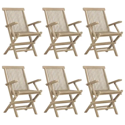 Chaises de jardin pliantes lot de 6 gris 56x61x89 cm bois teck 2