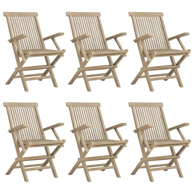 Chaises de jardin pliantes lot de 6 gris 56x61x89 cm bois teck
