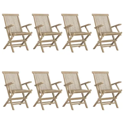 Chaises de jardin pliantes lot de 8 gris 56x61x89 cm bois teck 2