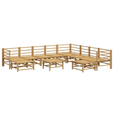 Salon de jardin 11 pcs avec coussins gris clair bambou