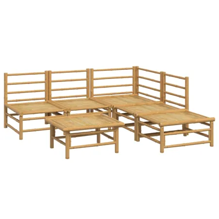 Salon de jardin 6 pcs avec coussins gris clair bambou