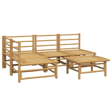 Salon de jardin 5 pcs avec coussins gris clair bambou