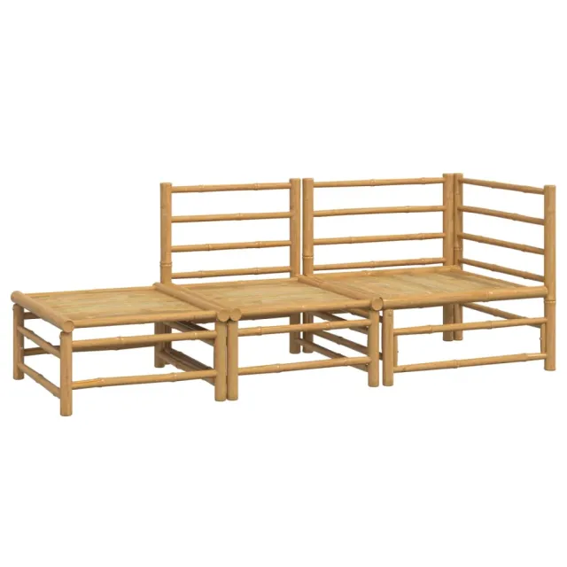 Salon de jardin 3 pcs avec coussins gris clair bambou