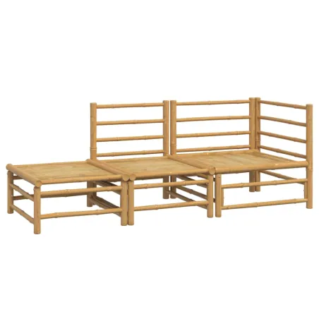 Salon de jardin 3 pcs avec coussins gris clair bambou