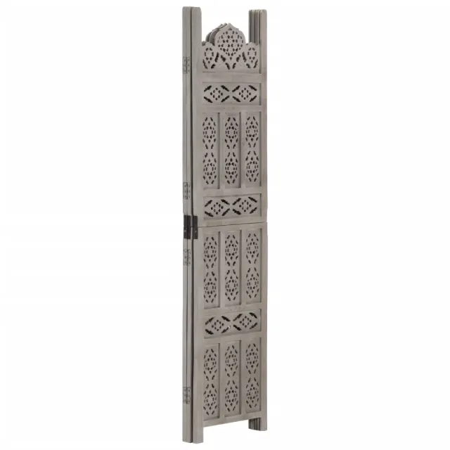 Cloison de séparation 3 panneaux Gris 120x165 cm Bois manguier