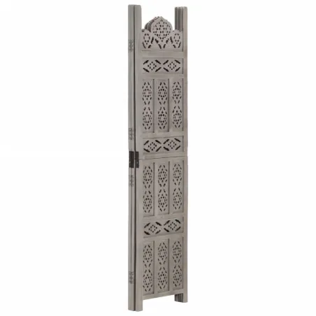 Cloison de séparation 3 panneaux Gris 120x165 cm Bois manguier