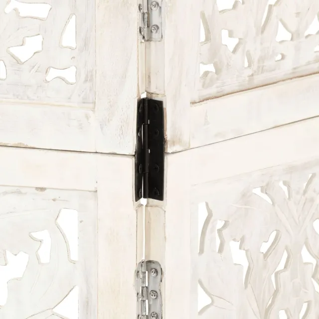 Cloison de séparation 3 panneaux Blanc 120x165 cm Bois manguier