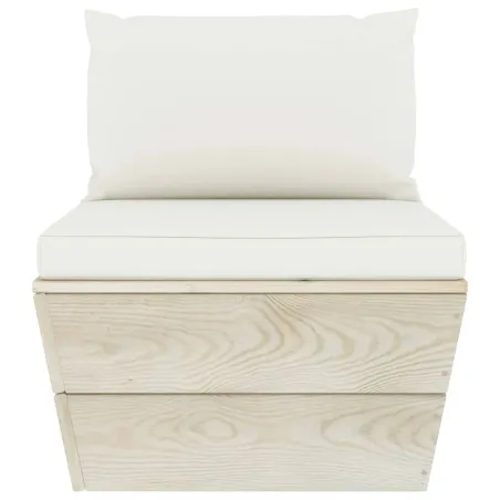 Salon de jardin palette 3 pcs avec coussins bois d'épicéa