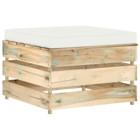 Salon de jardin 4 pcs avec coussins vert bois imprégné