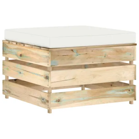 Salon de jardin 5 pcs avec coussins vert bois imprégné