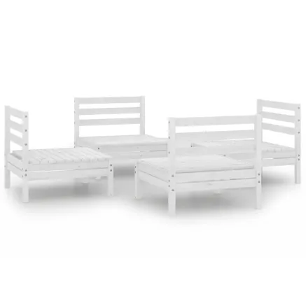 Salon de jardin 4 pcs Blanc Bois de pin massif 2