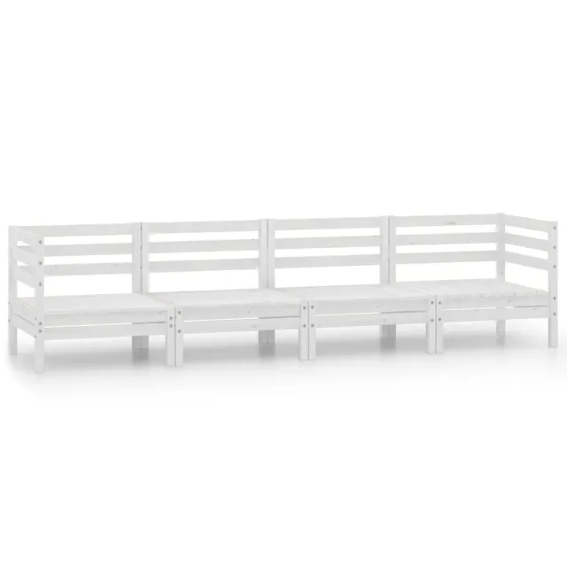 Salon de jardin 4 pcs Blanc Bois de pin massif