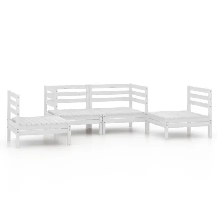 Salon de jardin 4 pcs Blanc Bois de pin massif 2