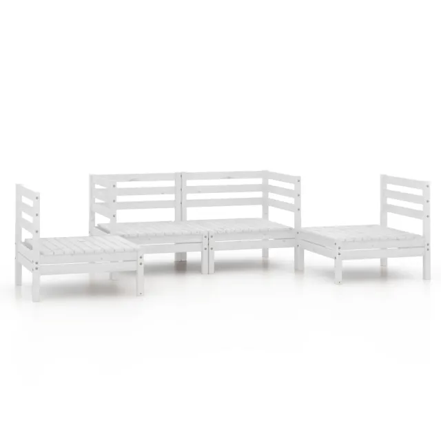Salon de jardin 4 pcs Blanc Bois de pin massif