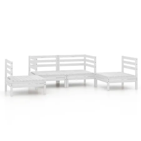 Salon de jardin 4 pcs Blanc Bois de pin massif
