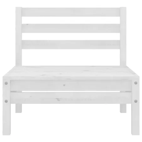 Salon de jardin 8 pcs Blanc Bois de pin massif