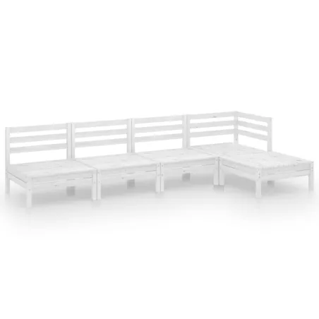 Salon de jardin 5 pcs Bois de pin massif Blanc
