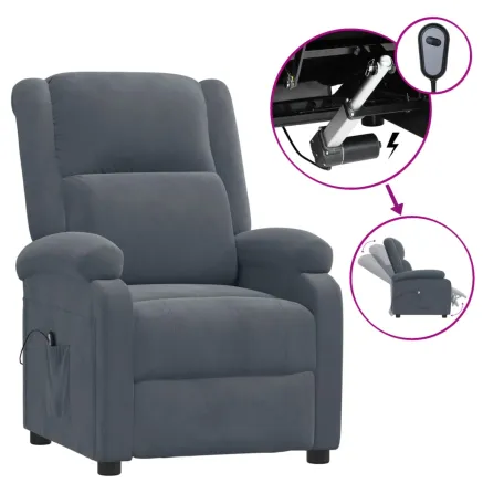 Fauteuil inclinable électrique Gris foncé Velours 2