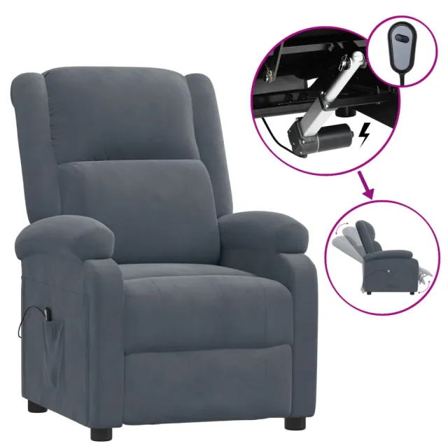 Fauteuil inclinable électrique Gris foncé Velours