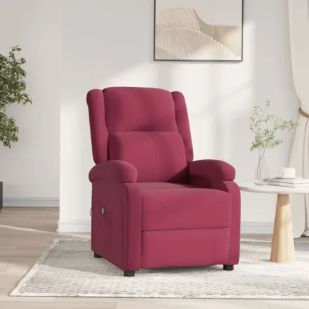Fauteuil inclinable électrique rouge bordeaux velours