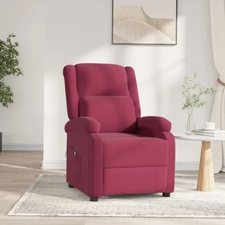 Fauteuil inclinable électrique rouge bordeaux velours