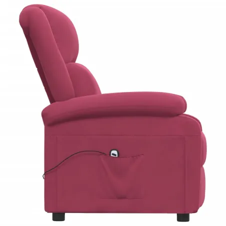 Fauteuil inclinable électrique rouge bordeaux velours