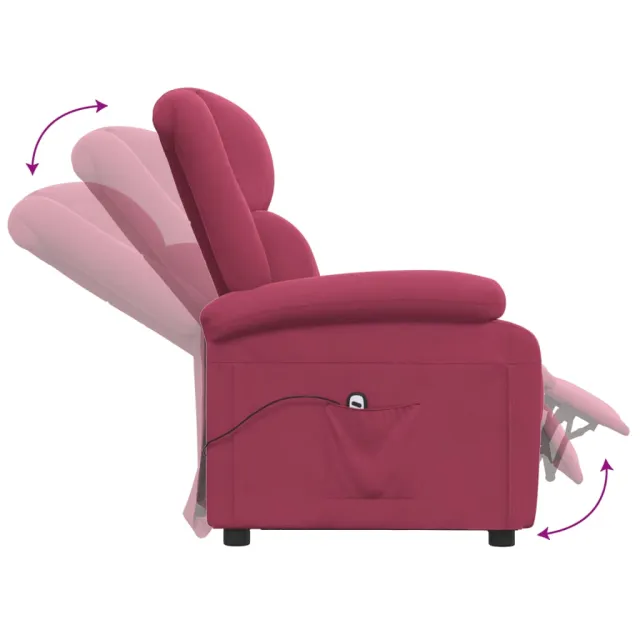 Fauteuil inclinable électrique rouge bordeaux velours