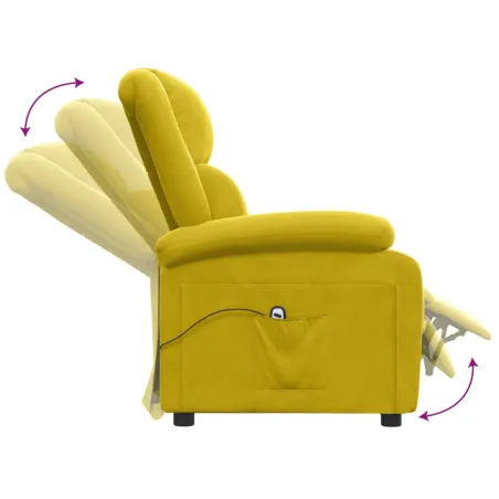 Fauteuil inclinable électrique jaune velours