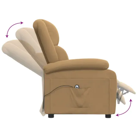 Fauteuil inclinable électrique Marron Velours