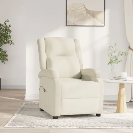 Fauteuil inclinable électrique Crème Velours