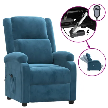Fauteuil inclinable électrique bleu velours