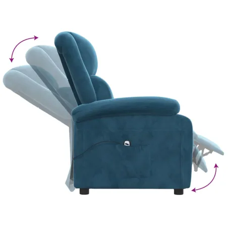 Fauteuil inclinable électrique bleu velours