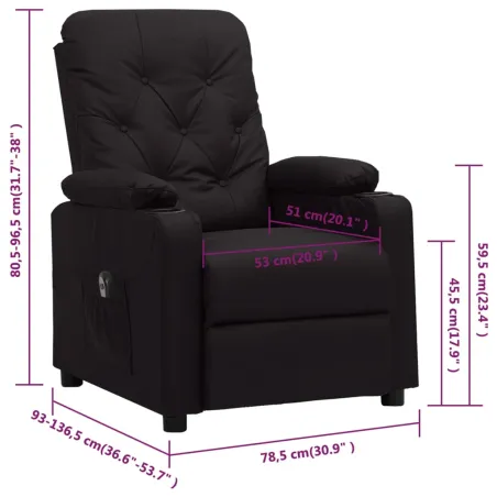 Fauteuil inclinable électrique Noir Similicuir