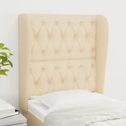 Tête de lit avec oreilles Crème 83x23x118/128 cm Tissu