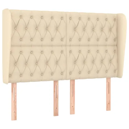 Tête de lit avec oreilles Crème 163x23x118/128 cm Tissu