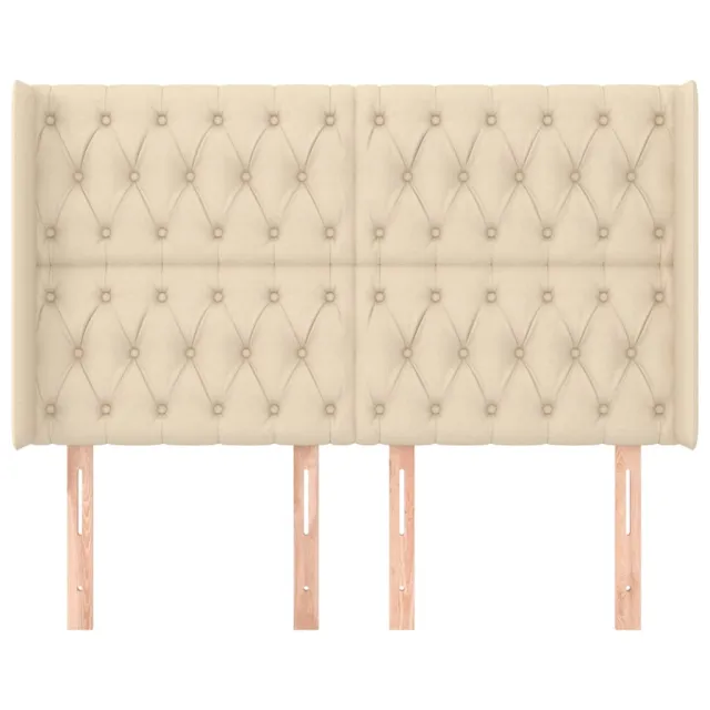 Tête de lit avec oreilles Crème 163x16x118/128 cm Tissu
