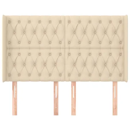 Tête de lit avec oreilles Crème 163x16x118/128 cm Tissu