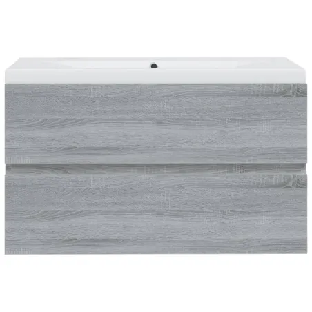Meuble lavabo avec bassin intégré Sonoma gris Bois d'ingénierie