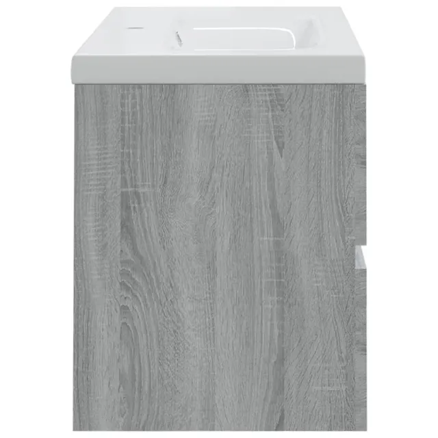 Meuble lavabo avec bassin intégré Sonoma gris Bois d'ingénierie