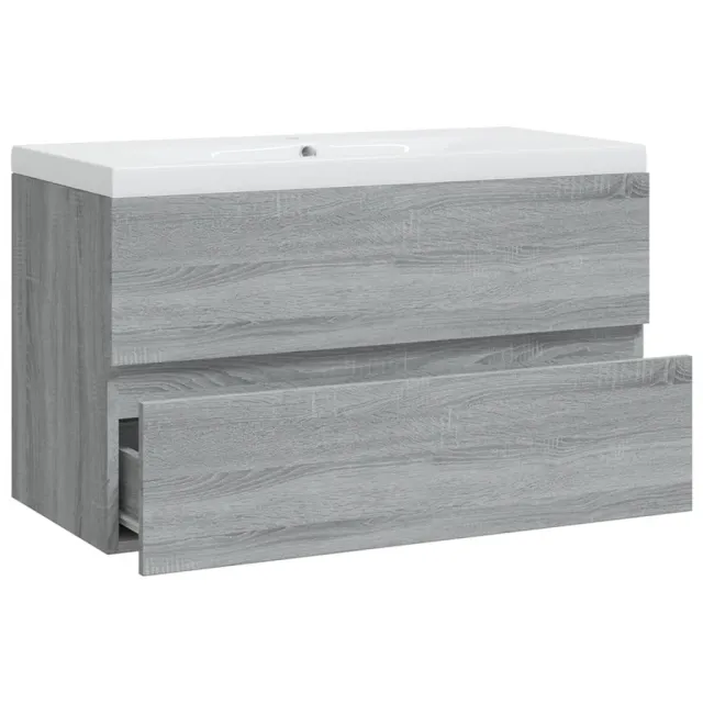 Meuble lavabo avec bassin intégré Sonoma gris Bois d'ingénierie