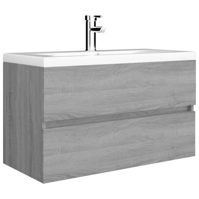 Meuble lavabo avec bassin intégré Sonoma gris Bois d'ingénierie