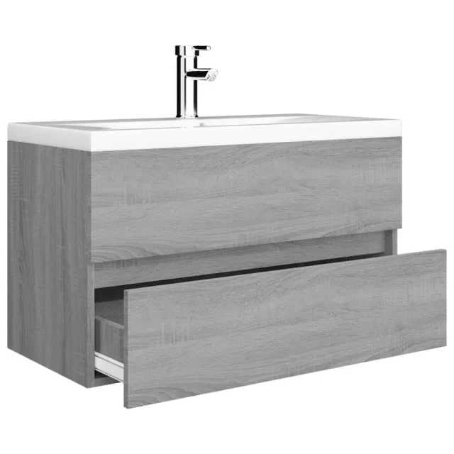 Meuble lavabo avec bassin intégré Sonoma gris Bois d'ingénierie