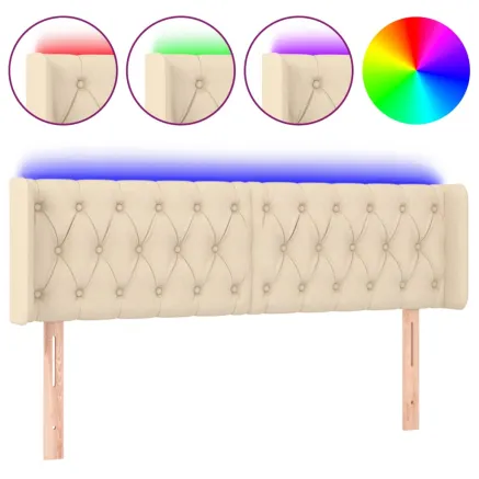 Tête de lit à LED Crème 163x16x78/88 cm Tissu 2