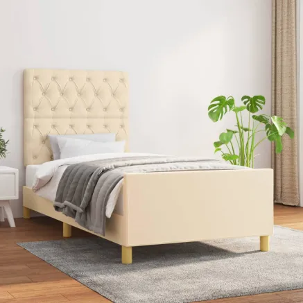 Cadre de lit sans matelas crème 80x200 cm tissu