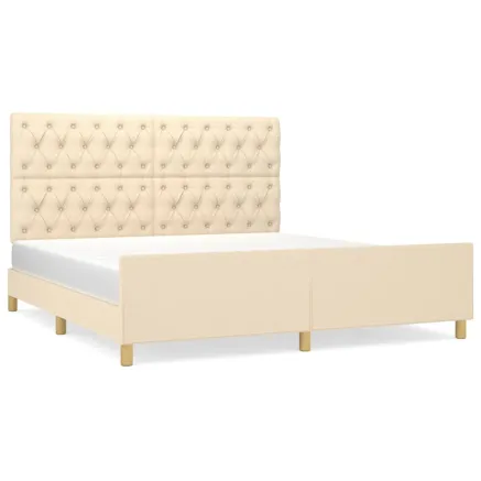 Cadre de lit sans matelas crème 160x200 cm tissu 2
