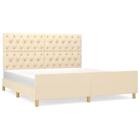 Cadre de lit sans matelas crème 160x200 cm tissu