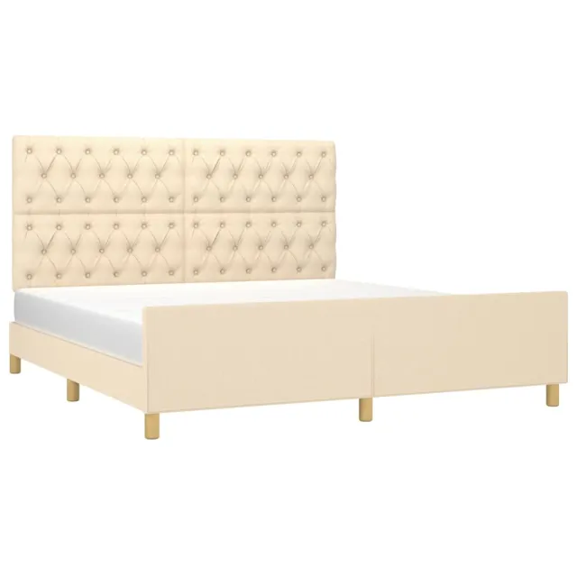 Cadre de lit sans matelas crème 160x200 cm tissu