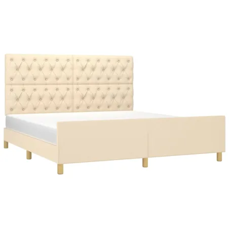 Cadre de lit sans matelas crème 160x200 cm tissu