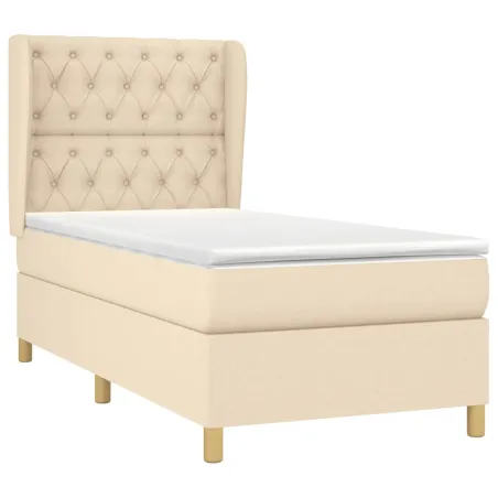 Sommier à lattes de lit avec matelas Crème 80x200 cm Tissu