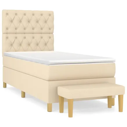 Sommier à lattes de lit avec matelas Crème 80x200 cm Tissu 2
